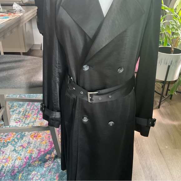 INC International Concepts Elegant Black Trench Coat - Picture 3 of 8